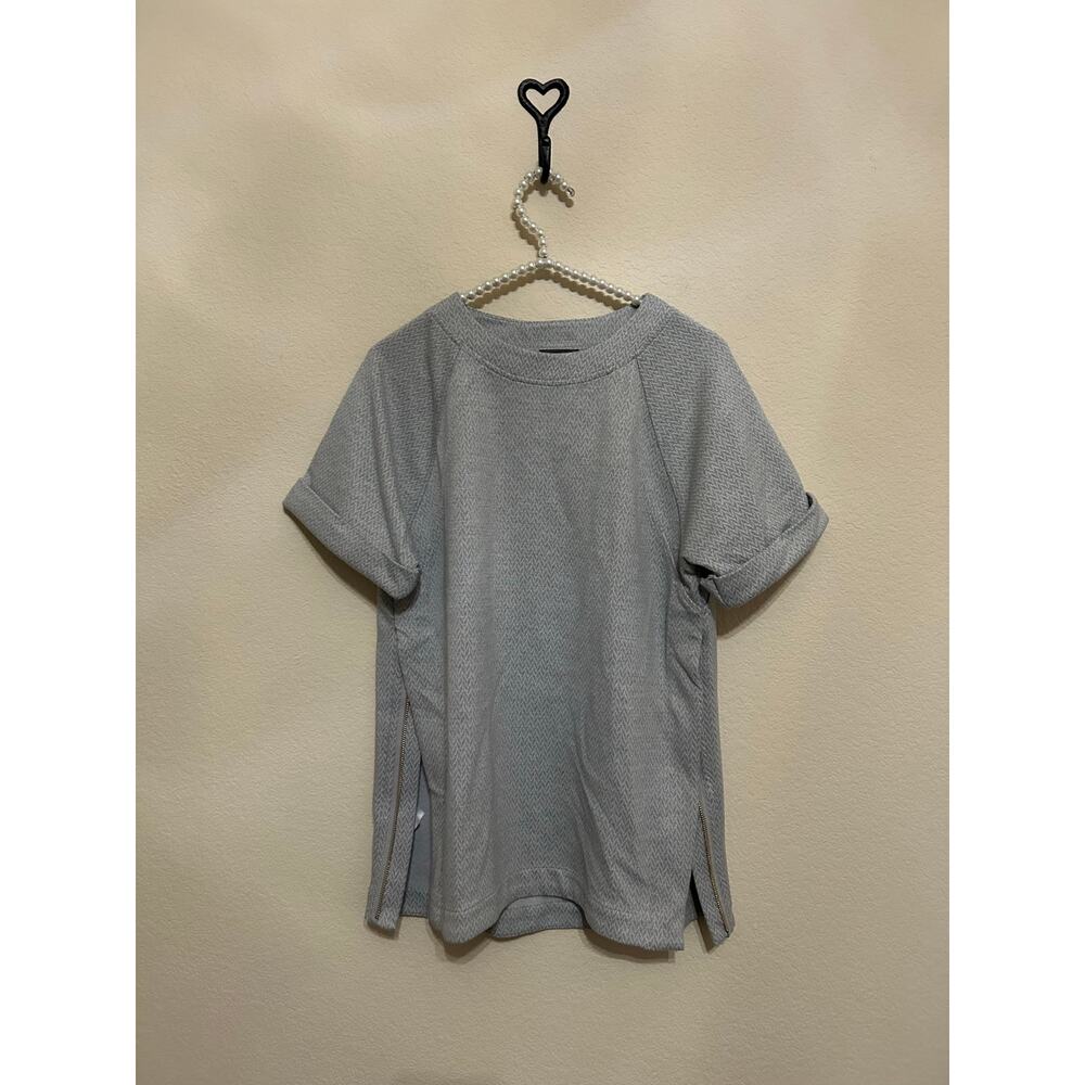 Lysse Shirt Women's Size XS Thick Heavyweight Top Gray Patterned Side Zip Blouse